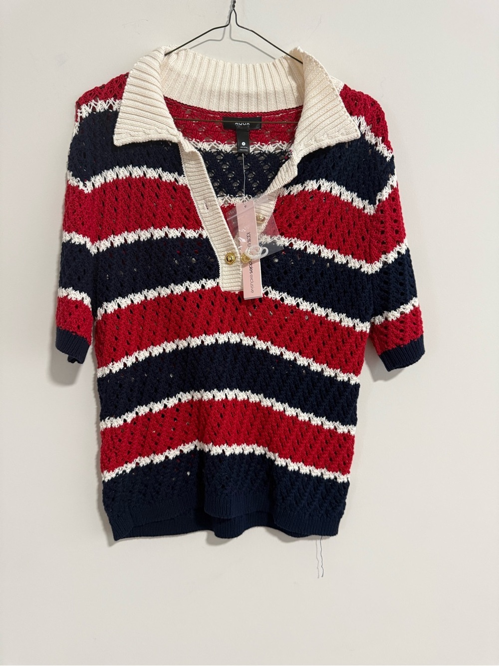 Aqua Striped V-Neck Sweater. NWT. Size S